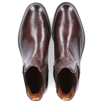 Shop Antonio Maurizi Chelsea Boots Todi Calfskin Logo Brown