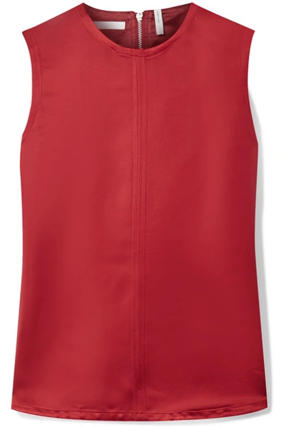 Shop Helmut Lang Open-back Satin-twill Top In Red