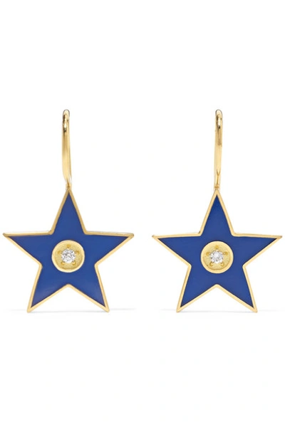 Shop Andrea Fohrman Star 18-karat Gold, Enamel And Diamond Earrings