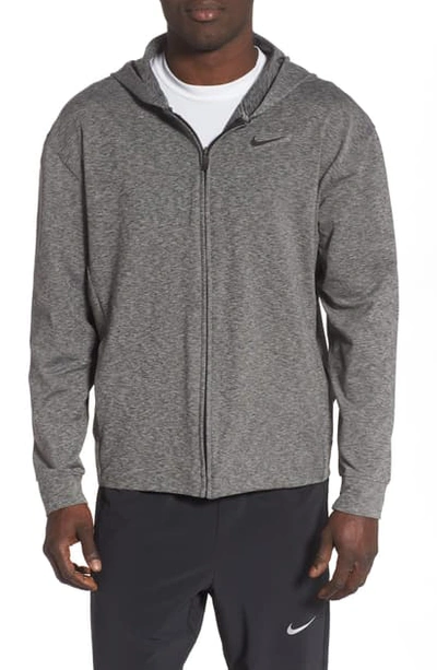 Nike Dri-fit Cotton-blend Jersey Zip-up Training Hoodie In Black Heather |  ModeSens