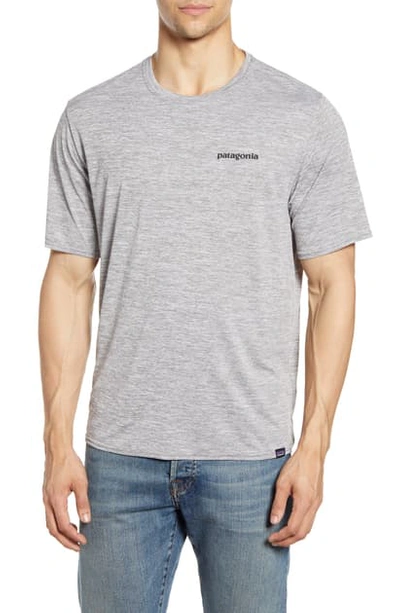 Shop Patagonia Capilene Cool Daily Graphic T-shirt In Fitz Roy Trout Feather Grey