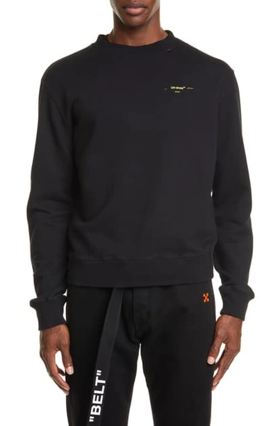 Shop Off-white Slim Fit Crewneck Sweatshirt In Black/ Yellow