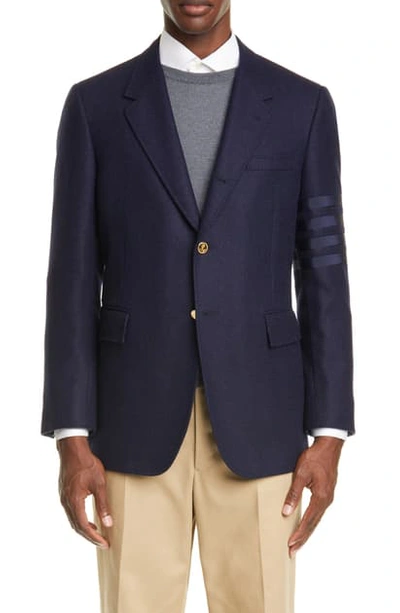 Shop Thom Browne Sleeve Stripe Wool Sport Coat In Navy