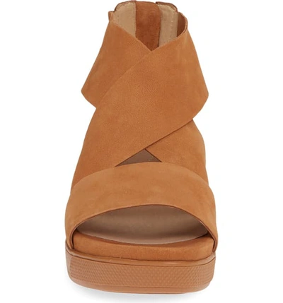Shop Eileen Fisher Sport Platform Sandal In Cognac Leather
