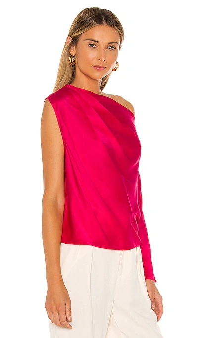 Shop Michelle Mason One Sleeve Draped Top In Peony