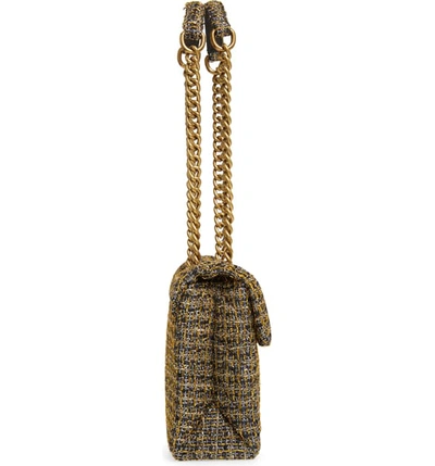 Shop Kurt Geiger Kensington Tweed Shoulder Bag In Gold Comb