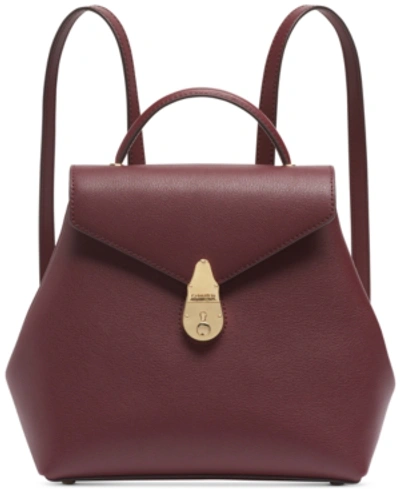 Shop Calvin Klein Lock Leather Backpack In Merlot/gold