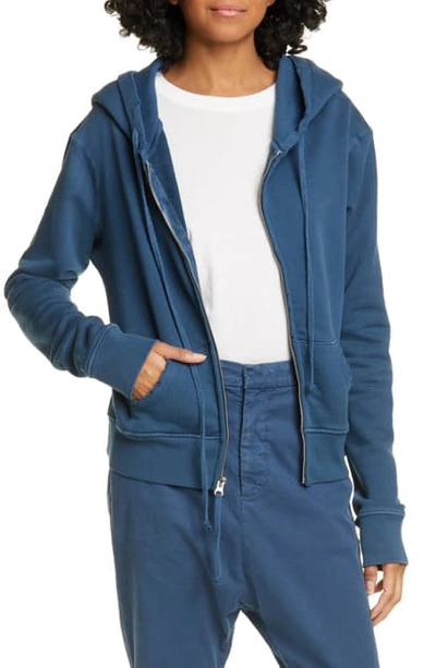 Shop Nili Lotan Callie Zip-up Hoodie In Vintage Blue
