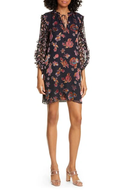 Shop Alice And Olivia Julius Ruffle Sleeve Silk Blend Dress In Whimsy Paisley