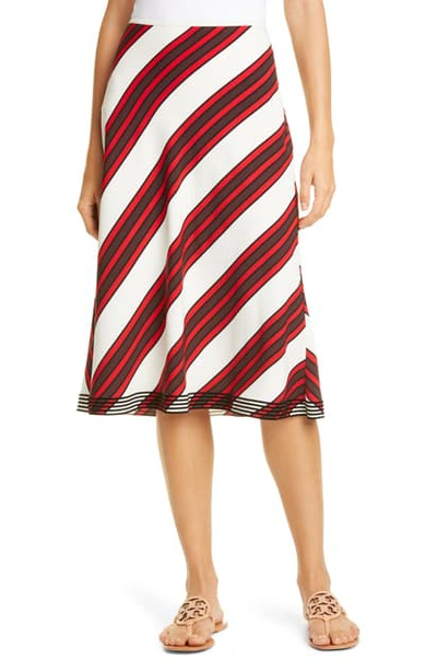 Shop Tory Burch A-line Satin Skirt In Maverick Stripe