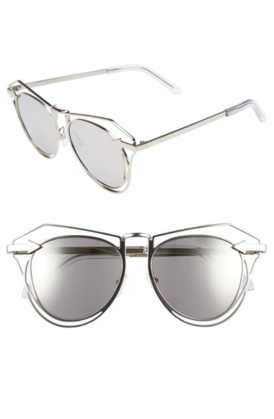 Shop Karen Walker 'marguerite' 52mm Sunglasses In Silver/ Clear