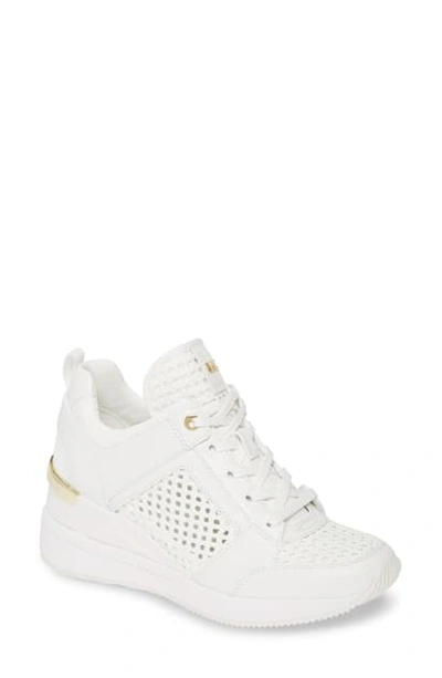 Shop Michael Michael Kors Georgie Wedge Sneaker In Optic White