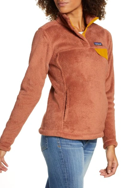 Shop Patagonia Re-tool Snap-t Fleece Pullover In Sisu Brn-century Pnk X-dye