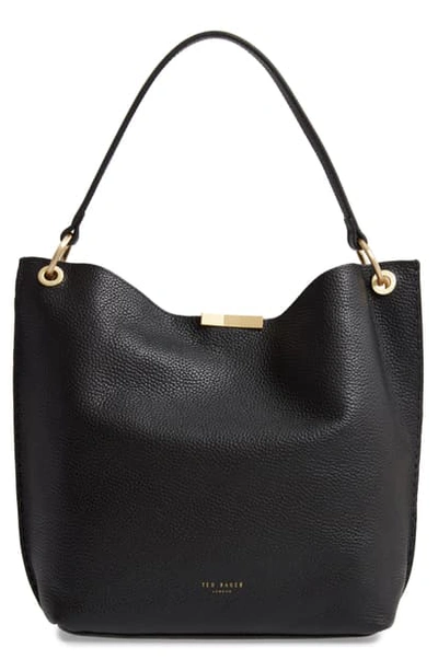 Shop Ted Baker Candiee Bow Leather Hobo In Black