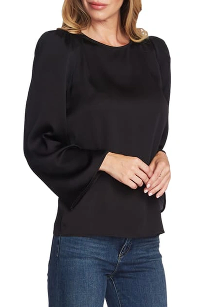 Shop Vince Camuto Long Sleeve Satin Blouse In Rich Black