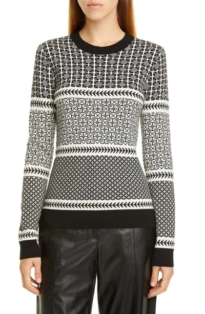 Shop Jason Wu Graphic Fair Isle Sweater In Black/ Star White