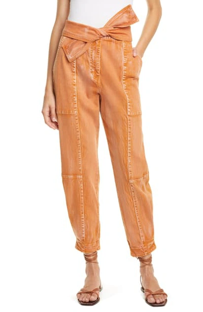 Shop Ulla Johnson Storm Tie Waist Crop Jeans In Rust Acid Wash