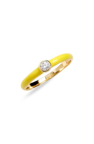 Shop Argento Vivo Crystal Enamel Ring In Gold/ Neon Yellow