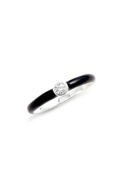 Shop Argento Vivo Crystal Enamel Ring In Silver/ Black
