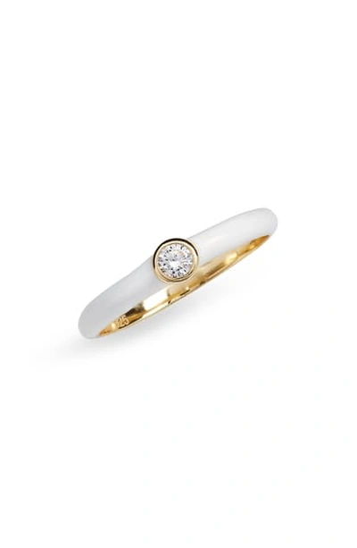 Shop Argento Vivo Crystal Enamel Ring In Gold/ White