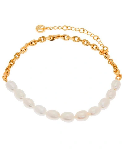 Shop Anissa Kermiche Gold-plated Duel Pearl Anklet