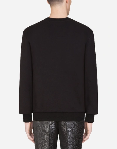 Shop Dolce & Gabbana Cotton Sweatshirt With King Patch In Black