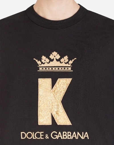 Shop Dolce & Gabbana Cotton Sweatshirt With King Patch In Black