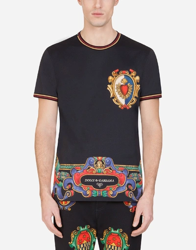 Shop Dolce & Gabbana Cotton T-shirt With Heraldic Print In Black