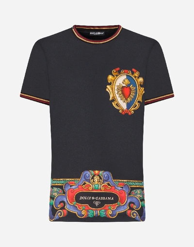 Shop Dolce & Gabbana Cotton T-shirt With Heraldic Print In Black