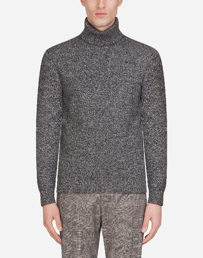 Shop Dolce & Gabbana Cashmere High-neck Sweater In Gray