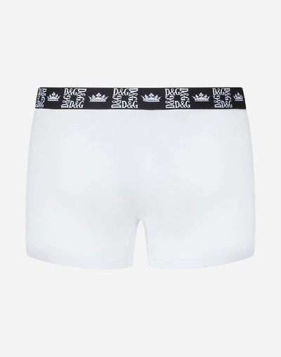 Shop Dolce & Gabbana Stretch Cotton Boxers In White