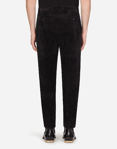 Shop Dolce & Gabbana Corduroy Pants In Black