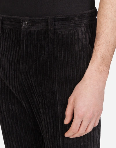 Shop Dolce & Gabbana Corduroy Pants In Black