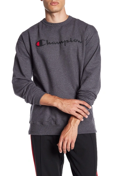 Shop Champion Graphic Powerblend Crew Neck Pullover In Granite He