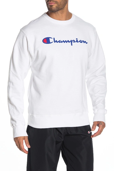 Shop Champion Graphic Powerblend Crew Neck Pullover In White