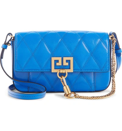 Shop Givenchy Mini Pocket Quilted Convertible Leather Bag - Blue In Persian Blue