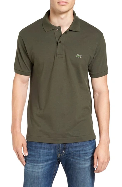 Shop Lacoste L1212 Regular Fit Piqué Polo In Army Green