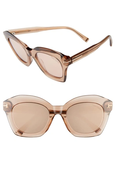 Shop Tom Ford Bardot 53mm Square Sunglasses In Light Brown/ Brown Mirror