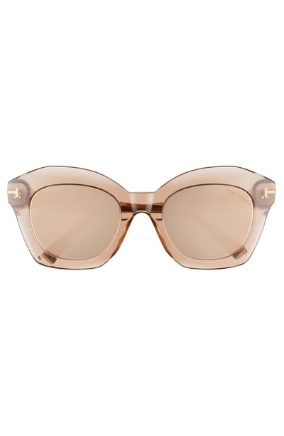 Shop Tom Ford Bardot 53mm Square Sunglasses In Light Brown/ Brown Mirror