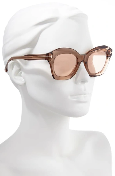 Shop Tom Ford Bardot 53mm Square Sunglasses In Light Brown/ Brown Mirror