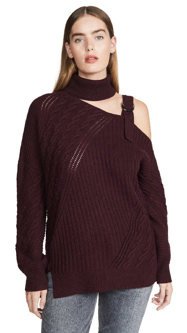 Jonathan Simkhai Strapped Wool Asymmetric Sweater In Sienna | ModeSens