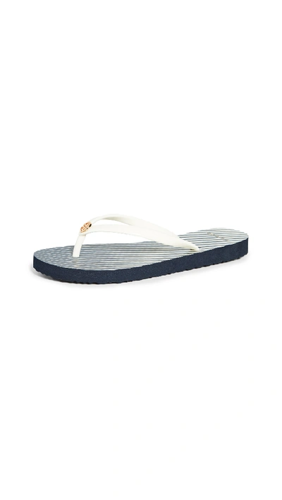 Shop Tory Burch Thin Flip Flop Sandals In Tory Navy/homage To The Flower