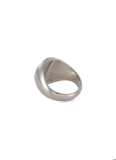 Shop Balenciaga Logo Engraved Sovereign Ring In Metallic