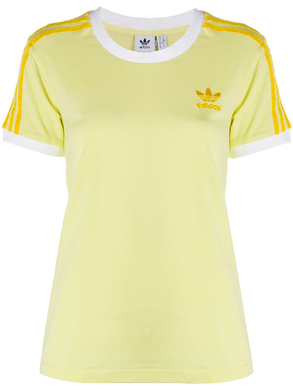 yellow adidas 3 stripe t shirt