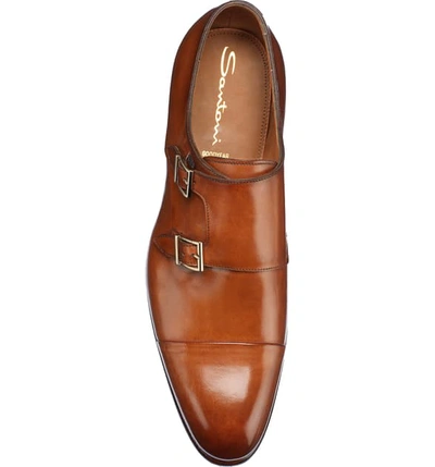 Shop Santoni Ira Double Monk Strap Shoe In Cognac Leather