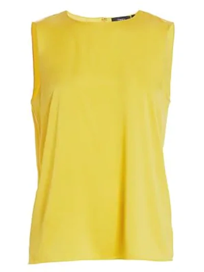 Shop Theory Straight Silk Shell Top In Mustard