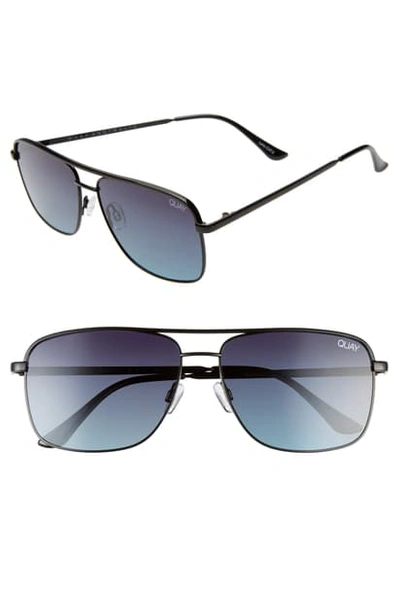 Shop Quay Poster Boy 60mm Polarized Square Sunglasses - Black/ Teal
