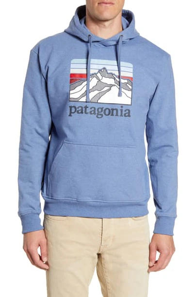 Shop Patagonia Line Ridge Logo Graphic Hoodie In Wooly Blue