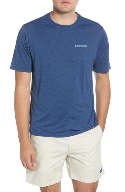 Shop Patagonia Capilene Cool Daily Graphic T-shirt In Boardshort Logo Stone Blue