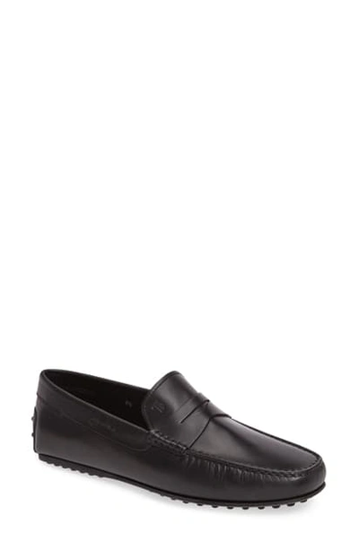 Shop Tod's 'city' Penny Driving Shoe In Black Leather